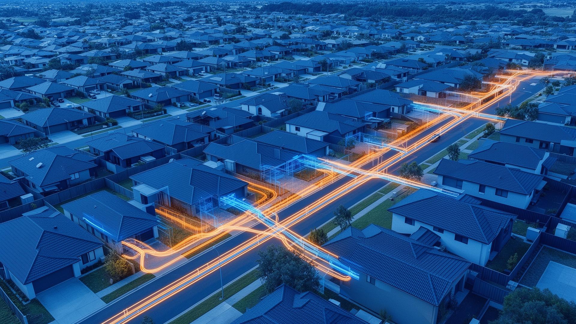 Infrastructure network visualization over residential neighborhood